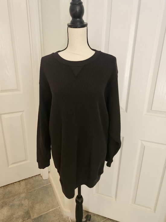 aerie Sweaters - aerie Black Waffle Knit Crewneck Sweater